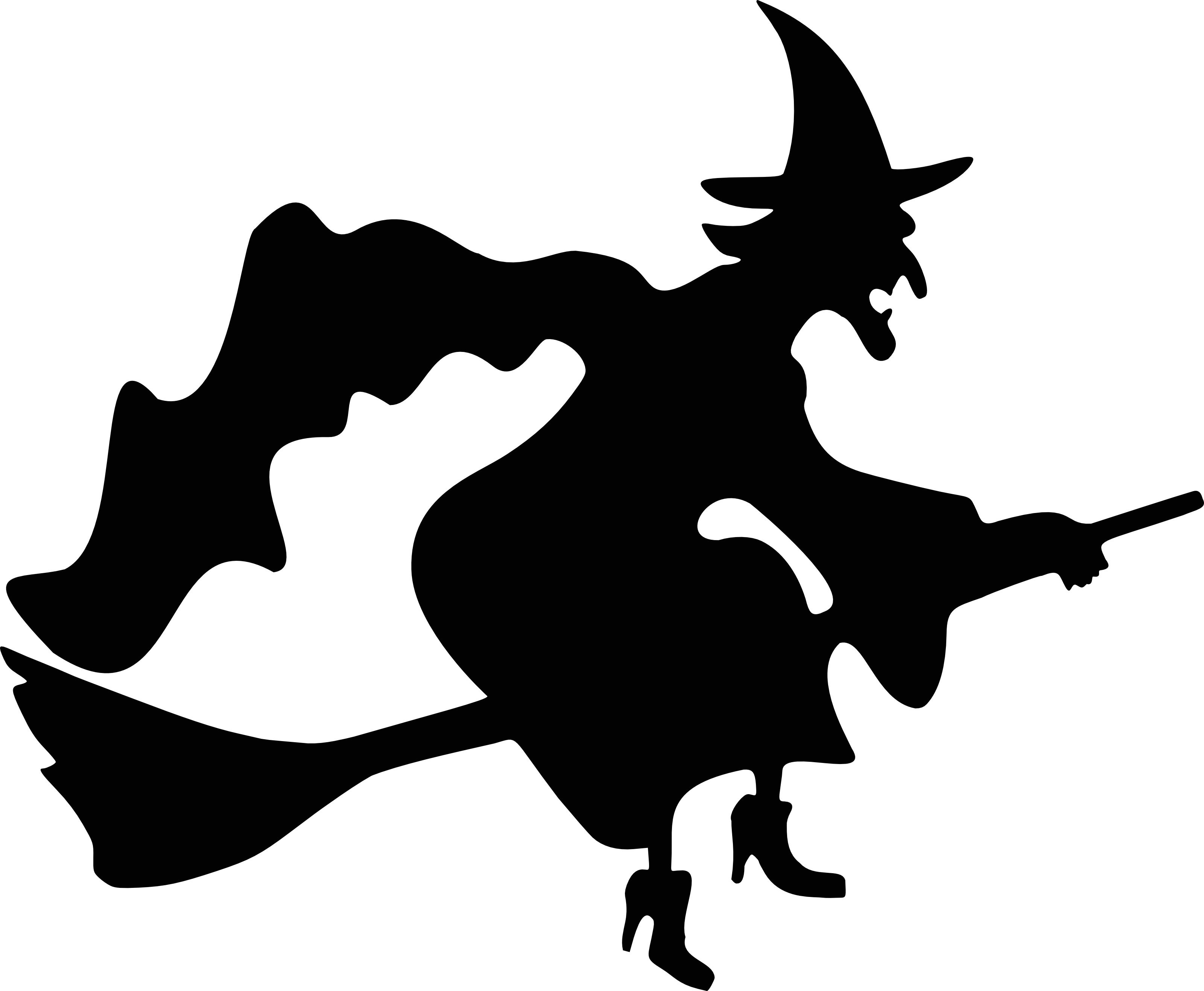 Witch Flying Silhouette Free Halloween Vector Clipart Illustration
