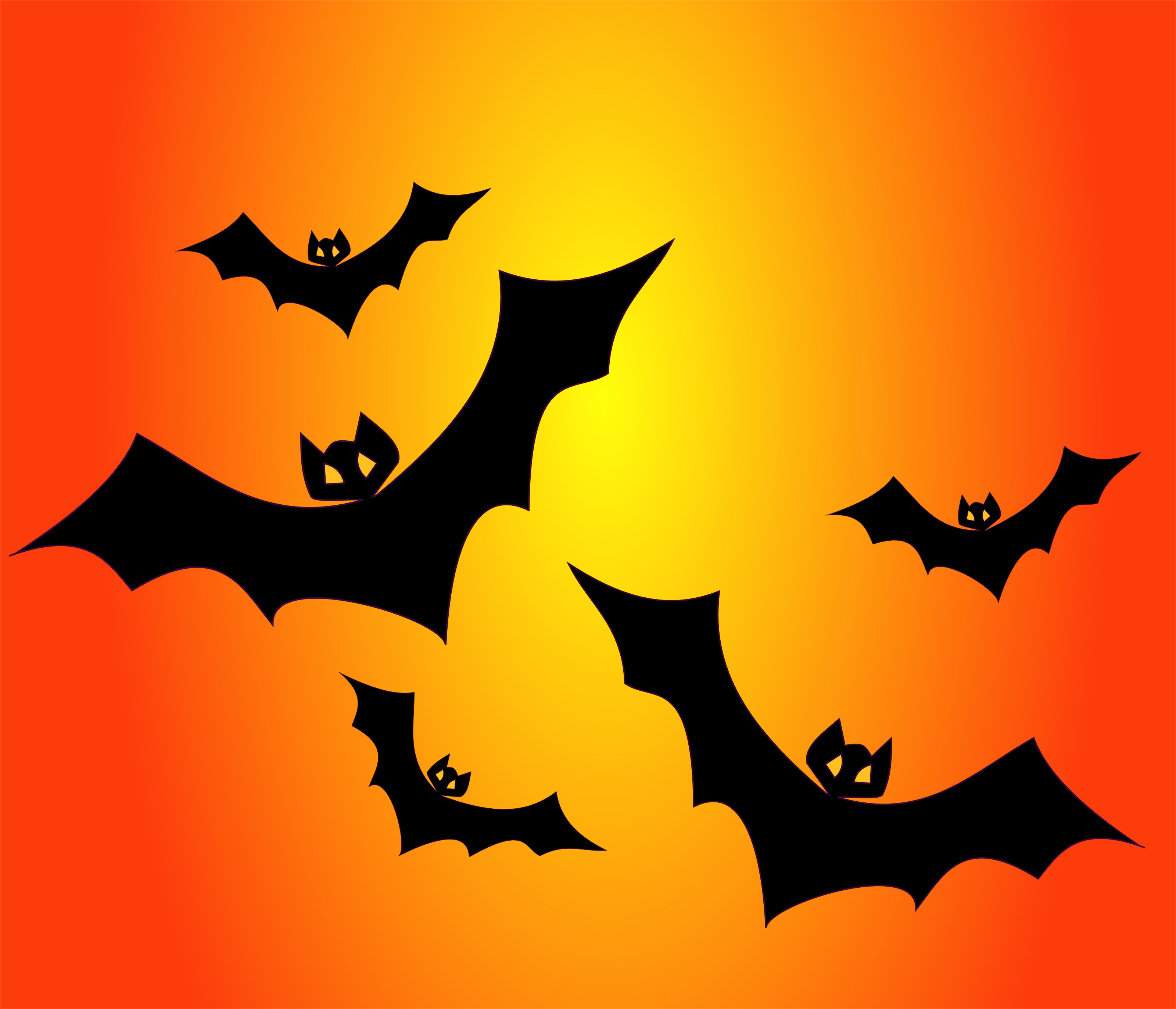 Bats On Orange - Free Halloween Vector Clipart Illustration