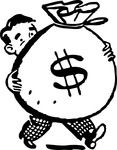Free Retro Clipart Illustration Of Man Carrying Big Bag Of Money With Dollar Sign