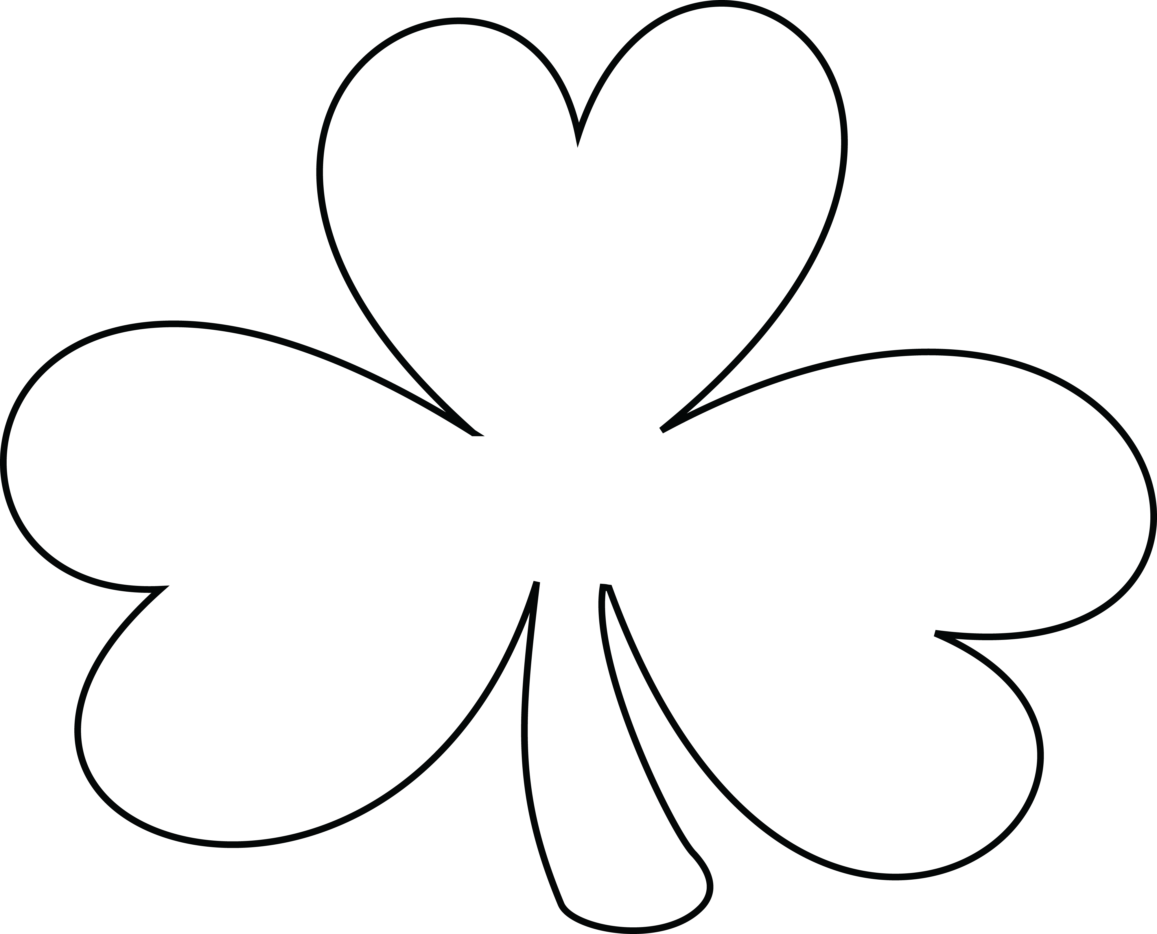 Free Clipart Of A Black and White Lineart Coloring Page Shamrock Clover