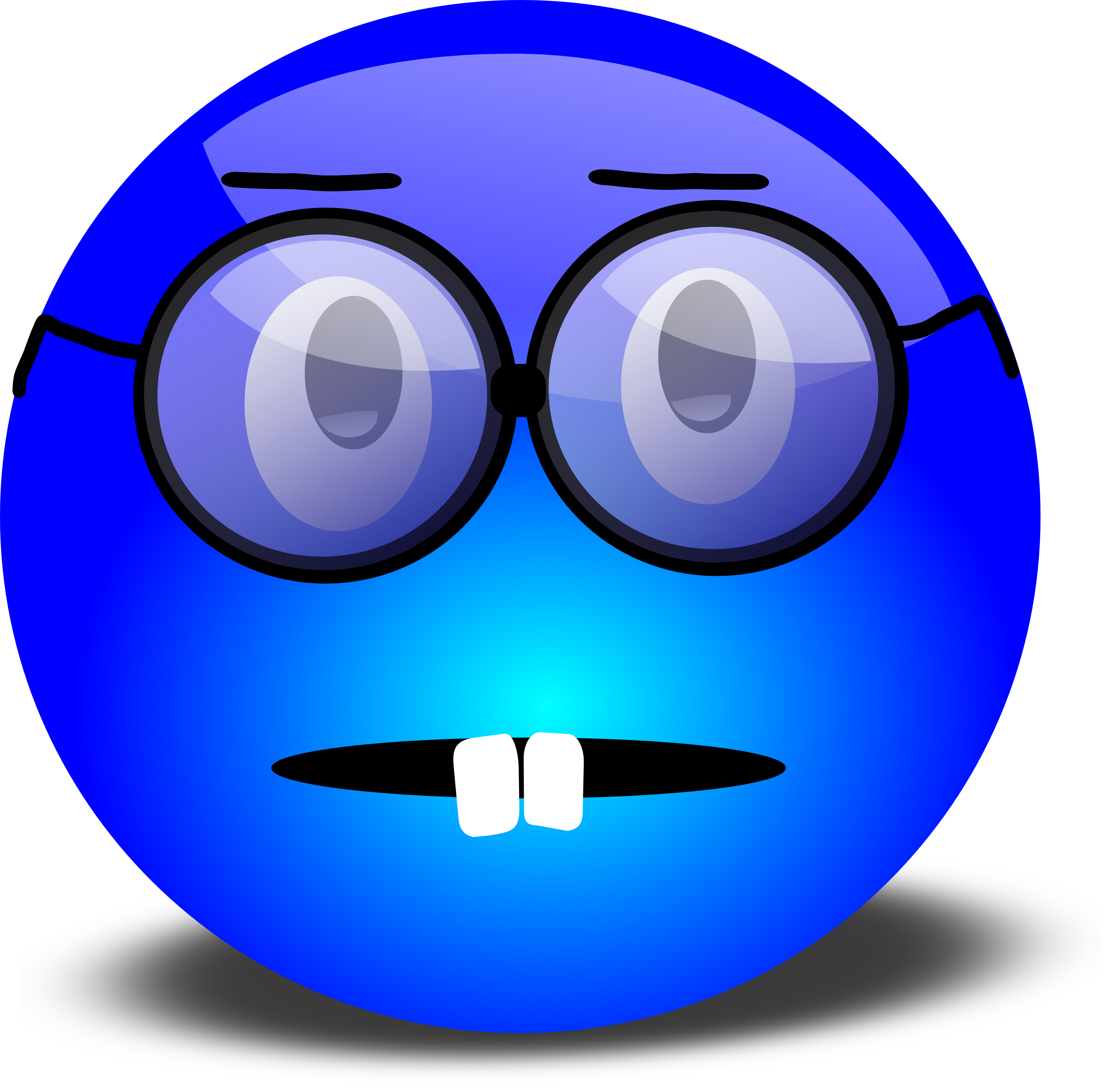 Nerdy Blue Smiley With Overbite and Glasses - Free 3D ...