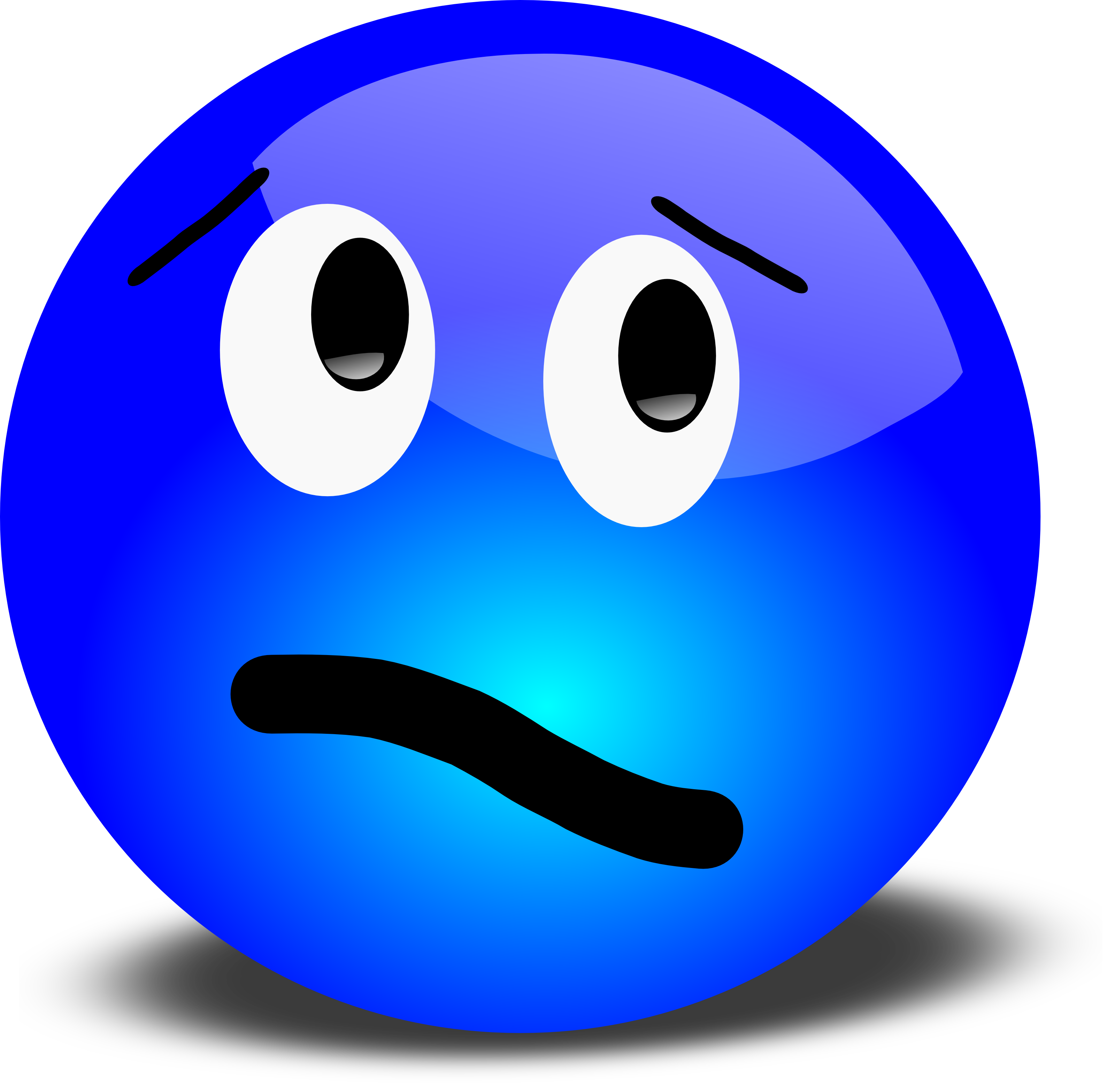 Confused Blue Smiley - Free 3D Vector Clipart Illustration
