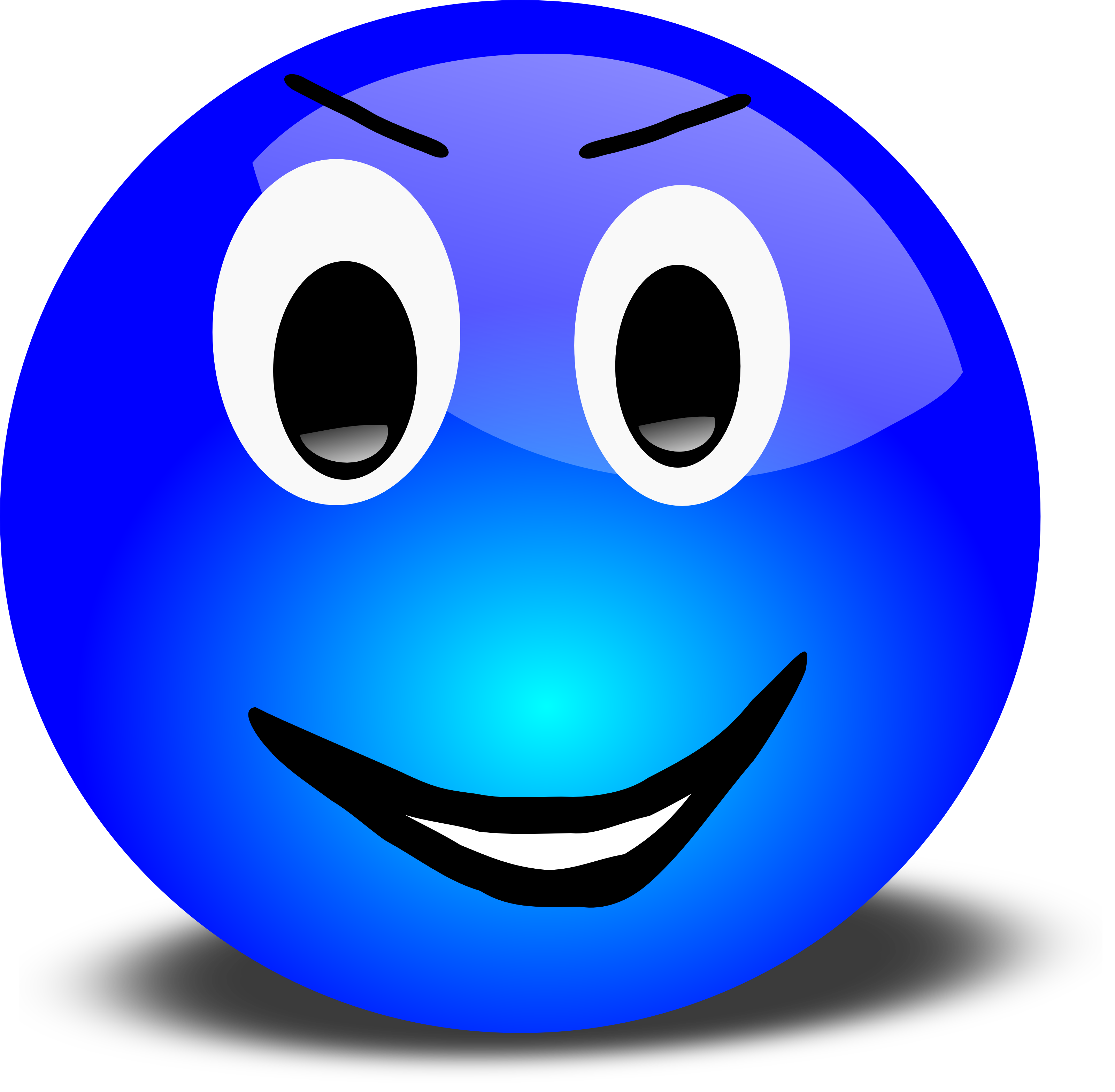Free 3d Grinning Blue Smiley Face Clipart Illustration