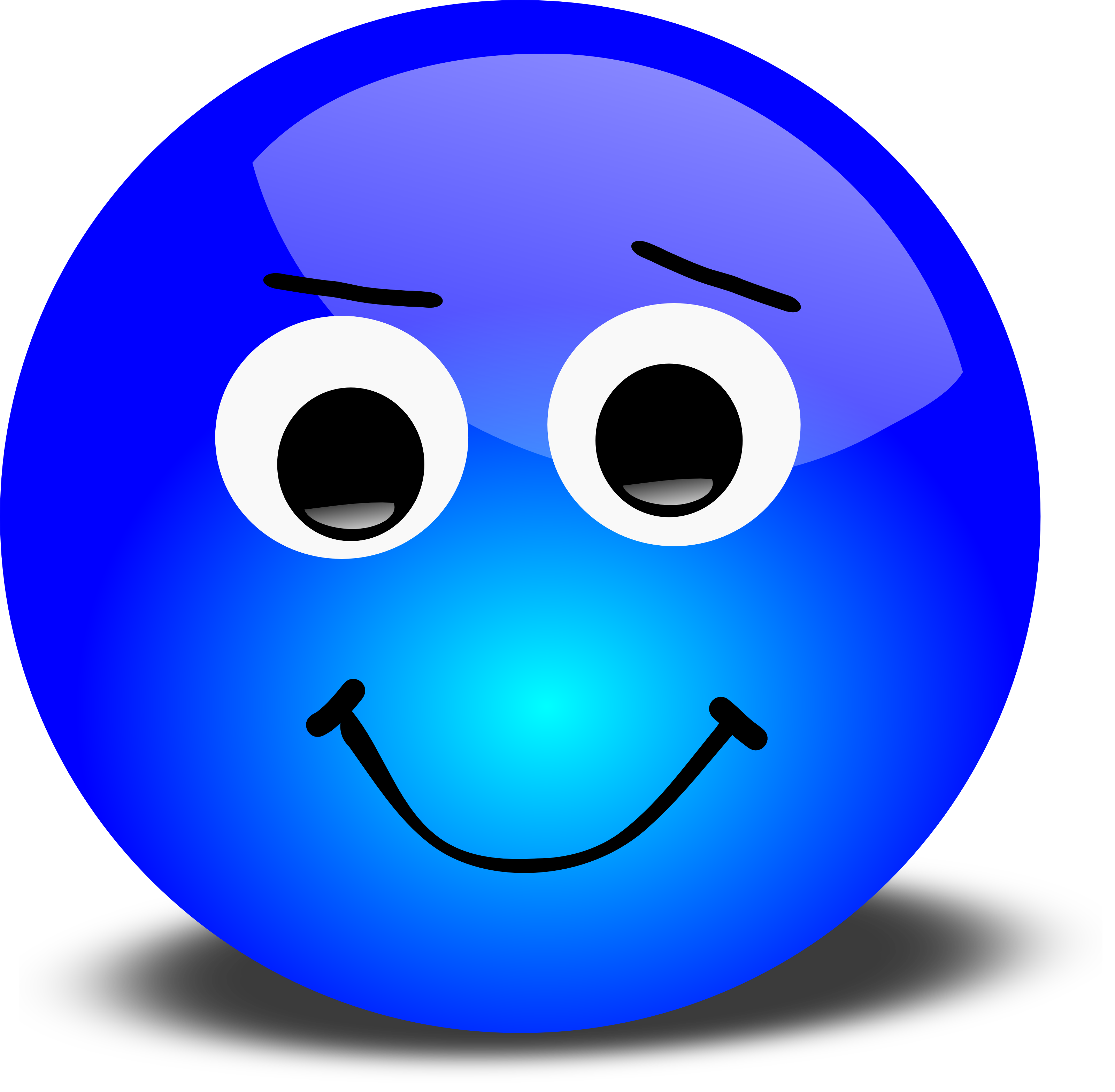 Free 3d vector graphic of a blue 3d smiley portraying an ummm ok ...