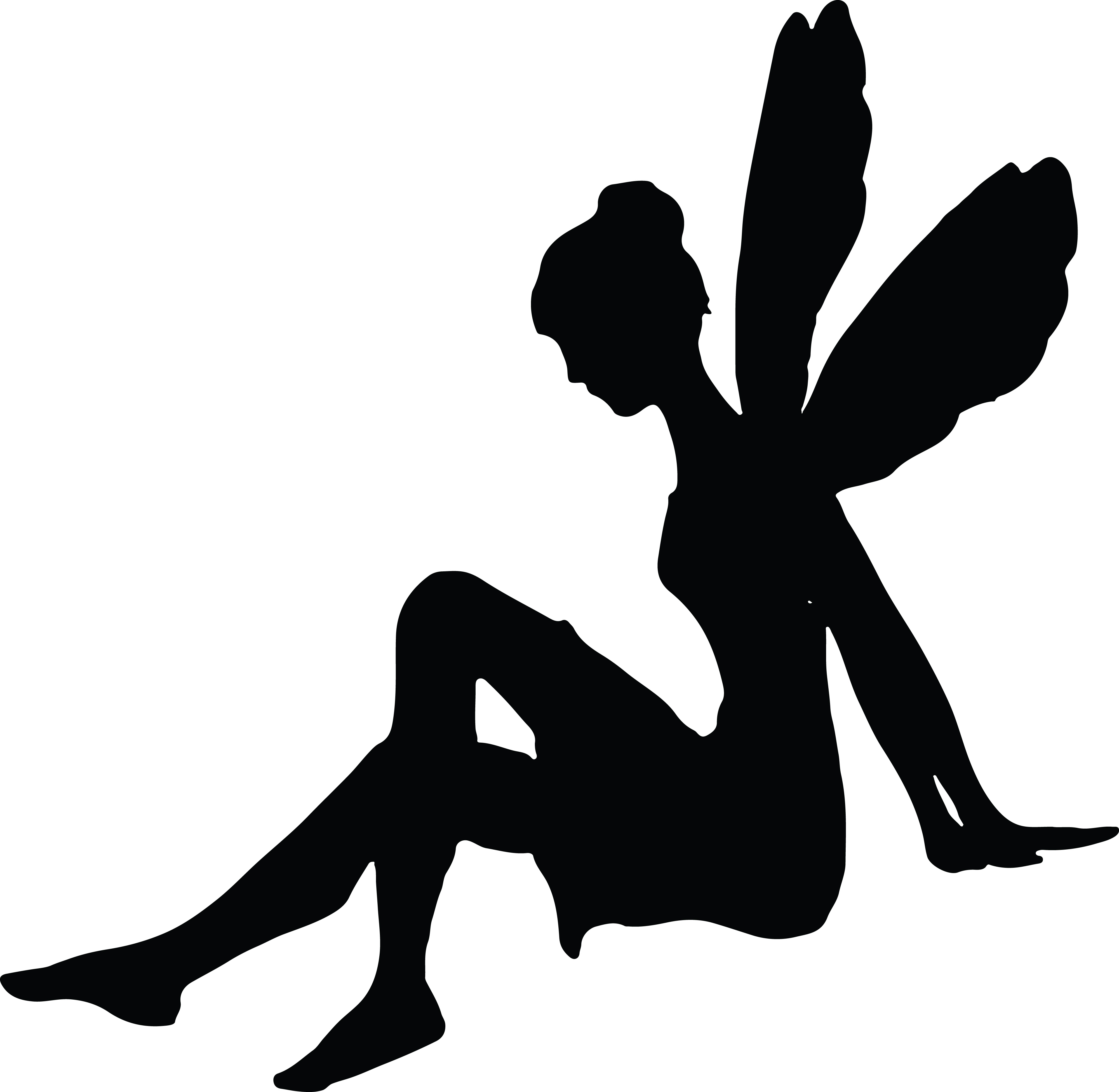 Free Clipart Of A Sitting Fairy Silhouette