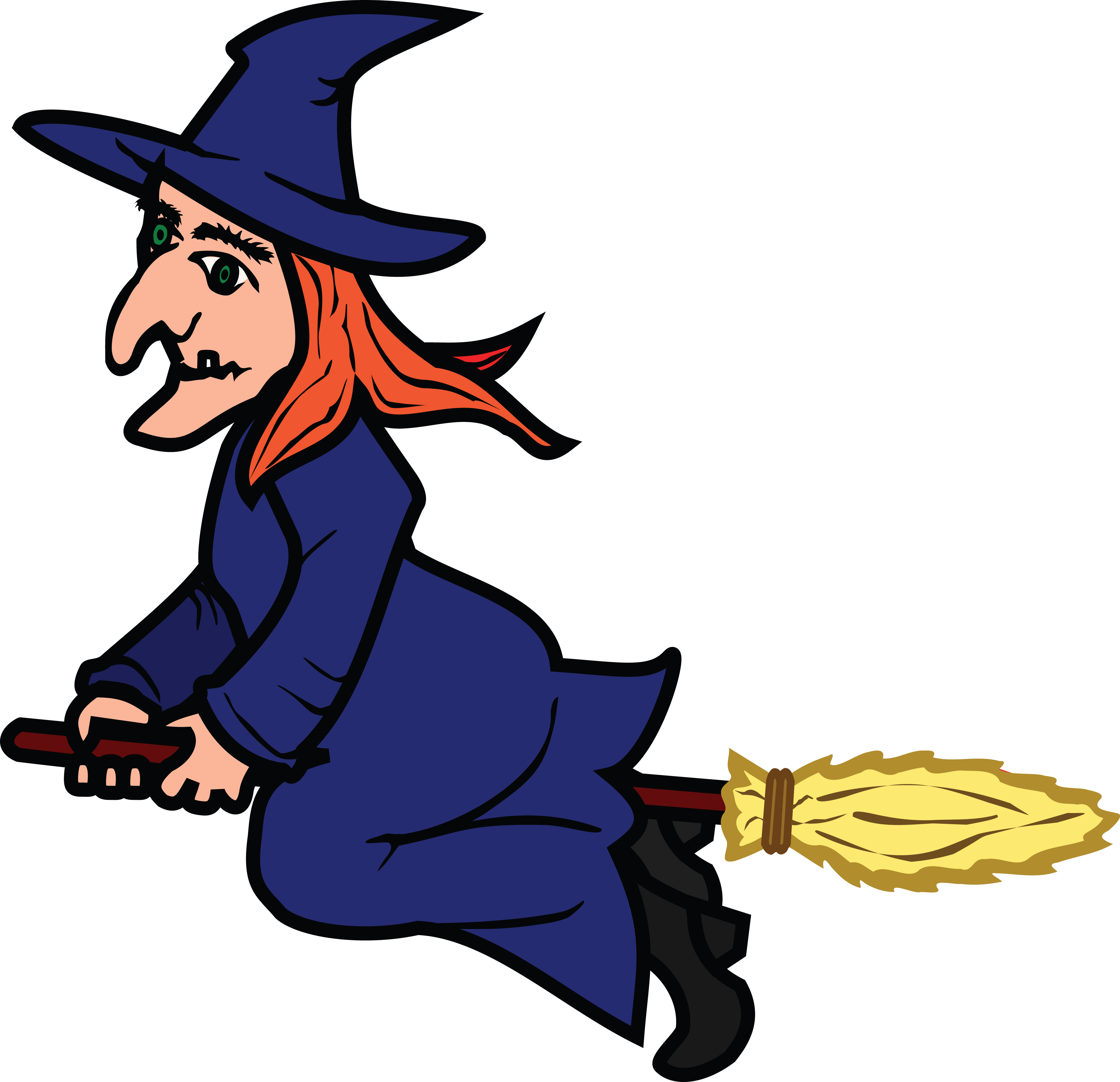Free Clipart Of A flying witch