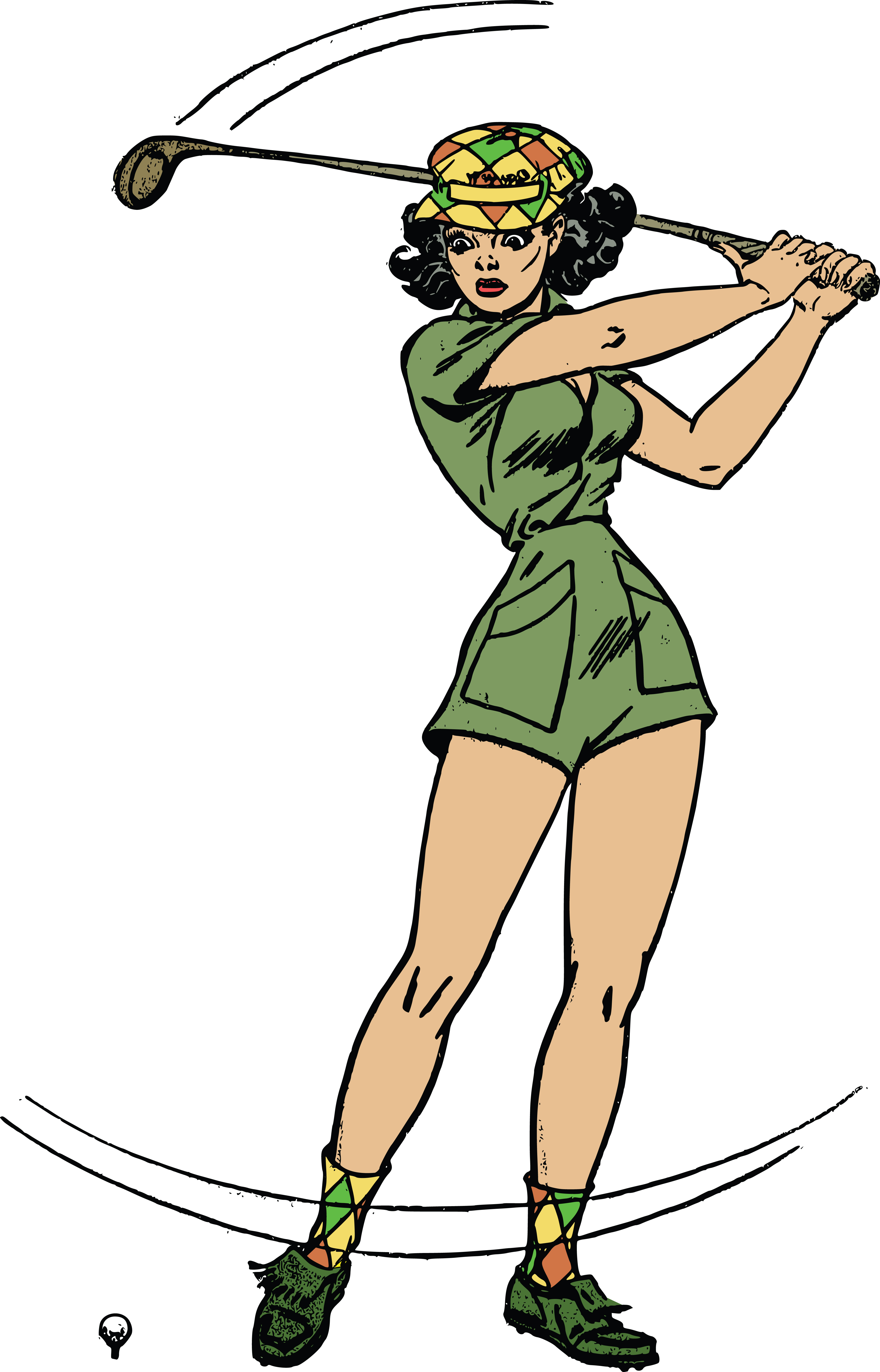 Free Clipart Of A Retro Woman Golfing