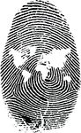 Free Clipart Of A Thumb Print With A World Map Atlas