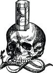 Free Clipart Of A Skull With An Hourglass And Snake