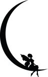Free Clipart Of A Silhouetted Fairy On A Moon