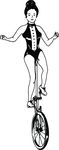 Free Clipart Of A Retro Black And White Circus Woman On A Unicycle