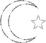 Free Clipart Of A Fancy Outlined Crescent Moon And Star