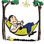 Free Clipart Of A Man Relaxing In A Hammock