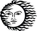 Free Clipart Of A Sun With Hair Waving In The Wind