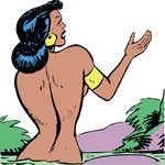 Free Clipart Of A Retro Woman Bathing In A River