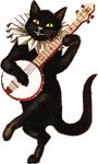 Free Clipart Of A Cat Playing A Banjo