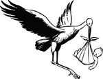 Free Clipart Of A Stork And Baby
