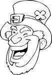 Free Clipart Of A Lineart Black And White Laughing Leprechaun Face