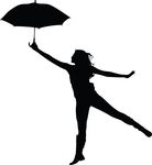 Free Clipart Of A Woman Dancing With An Umbrella