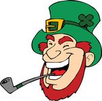 Free Clipart Of A Laughing Leprechaun With A Pipe