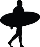 Free Clipart Of A Silhouetted Surfer