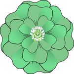 Free Clipart Of A St Patricks Day Green Four Leaf Clover Flower With A Blossom