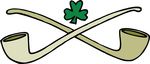 Free Clipart Of A St Patricks Day Shamrock Clover Over Crossed Pipes