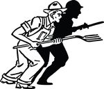 Free Clipart Of A Silhouetted Soldier And Farmer