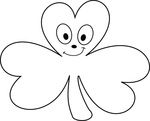 Free Clipart Of A St Paddys Day Clover Shamrock Character Coloring Page Lineart