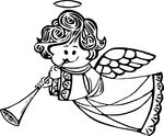 Free Clipart Of A Cute Angel Playing A Horn