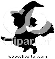 Free Clipart Of Cartoon Witch Flying Silhouette
