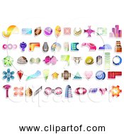 Free Clipart Of 50 Abstract Icon Shapes With Patterns