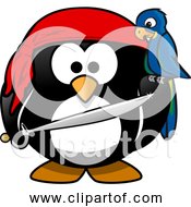 Free Clipart Of Cartoon Antarctica Pirate Penguin