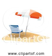 Free Clipart Of Beach Scene With Chair And Umbrella