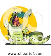 Free Clipart Of Cartoon Crocodile Startled And Scared
