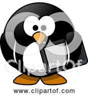 Free Clipart Of Cartoon Modern Penguin With Computer Tablet