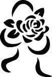 Free Clipart Of A Black And White Rose And Ribbon Bouquet