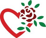 Free Clipart Of A  Fully Bloomed Red Rose And Love Heart