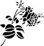 Free Clipart Of A Black And White Stem Of Roses