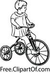 Free Clipart Of A Retro Little Girl Riding A Tricycle