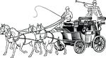 Free Clipart Of A Retro Black And White Horse Drawn Carriage