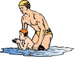 Free Clipart Of A Father Teaching His Son How To Swim