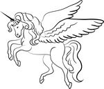 Free Clipart Of A Lineart Unicorn Black And White