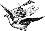 Free Clipart Of A Black And White Flying Bird And Mother Goose