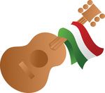 Free Clipart Of A Mexican Flag Draped On A Guitar