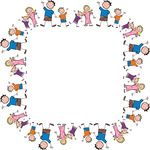 Free Clipart Of A Square Frame Made Of Stick Family Members