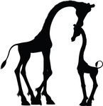 Free Clipart Of A Silhouetted Mother And Baby Giraffe