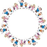 Free Clipart Of A Round Frame Made Of Stick Family Members