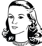 Free Clipart Of A Retro Girl Black And White