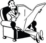 Free Clipart Of A Black And White Retro Man Reading A Newspaper